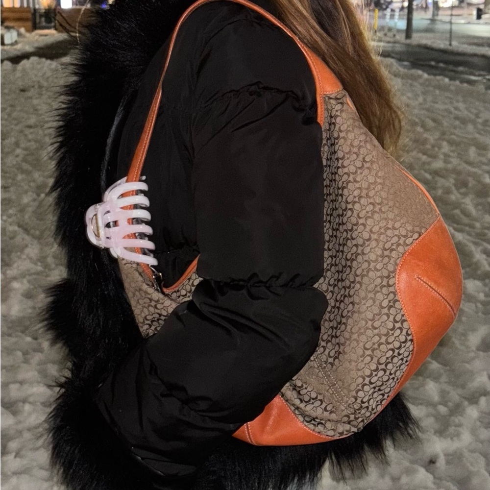 Authentic vintage Coach Signature Monogram Hobo bag Brown/Orange
